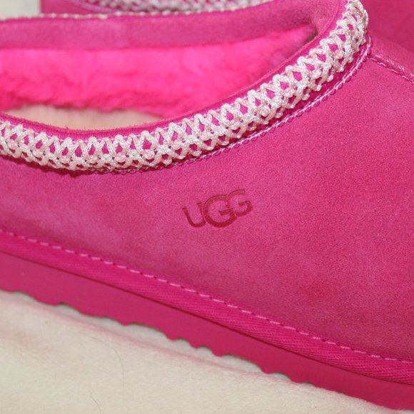 NIB UGG WOMEN'S TASMAN SUEDE SHEARLING SLIP ON SLIPPERS PINK - Picture 4 of 7